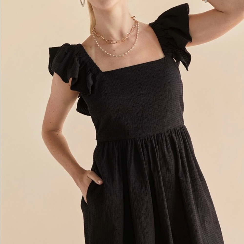 Ruffle Sleeve Bow Back Mini Dress